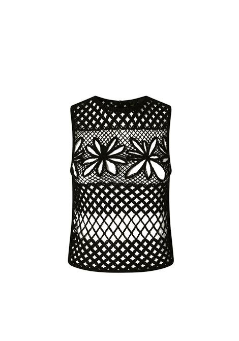 Top Pinko donna 104733 A2FF Gonzano nero crchet traforato PINKO | Top | 104733 A2FFZ99